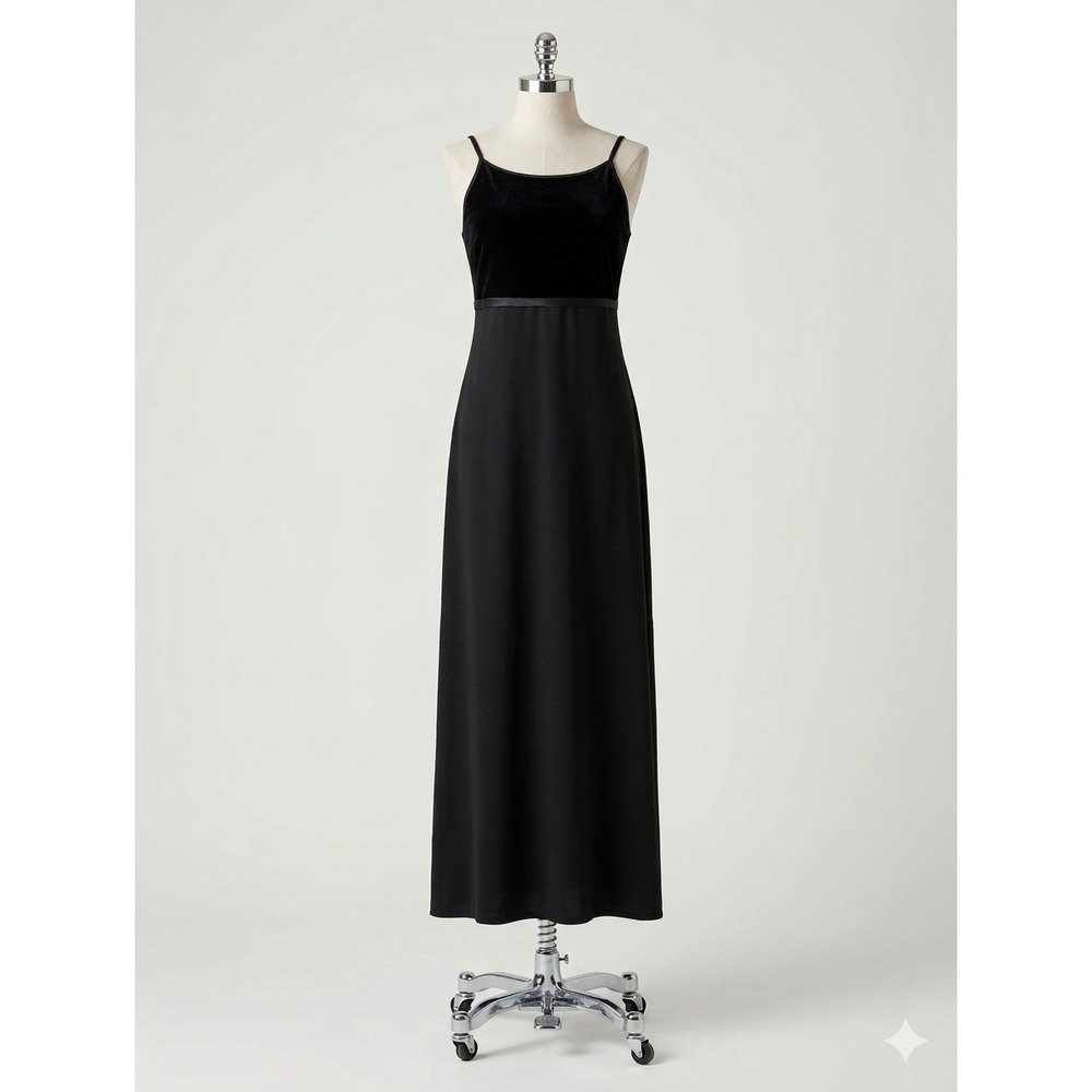 Vintage 90s Whimsigoth Byer Too! Black Velvet Maxi Dress Empire Waist  Jrs M